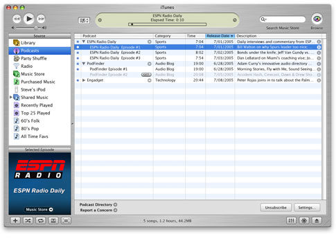 iTunes 4.9 - podcasting enabled version